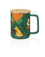 Kusmi, fahéj zöld porcelán teásbögre bükkfa tetővel, ajándékdobozban, 4.8 dl