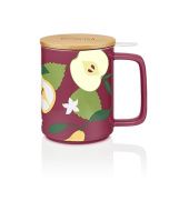 Kusmi, Lila Körte porcelán teásbögre bükkfa tetővel, ajándékdobozban, 4.8 dl