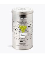 MOAK, koffeinmentes szemes k&aacute;v&eacute; aromaz&aacute;r&oacute; f&eacute;m design dobozban, 250 gr