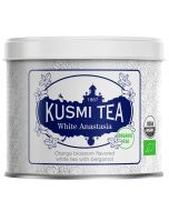 Kusmi White Anastasia Bio feh&eacute;r tea bergamottal, narancsvir&aacute;ggal, sz&aacute;las f&eacute;mdobozos, 90 g
