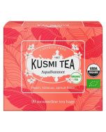 Kusmi, AquaSummer bio gy&uuml;m&ouml;lcstea alm&aacute;val &eacute;s barackkal, 20 db muszlinfilter, 40 g