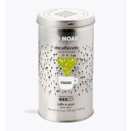 MOAK, koffeinmentes szemes k&aacute;v&eacute; aromaz&aacute;r&oacute; f&eacute;m design dobozban, 250 gr