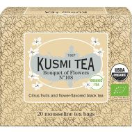 Kusmi, Bouquet de Fleurs N&deg;108 bio fekete tea citrus &eacute;s vir&aacute;g &iacute;zekkel, 20 db muszlinfilter, 40 g
