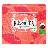 Kusmi, AquaSummer bio gy&uuml;m&ouml;lcstea alm&aacute;val &eacute;s barackkal, 20 db muszlinfilter, 40 g