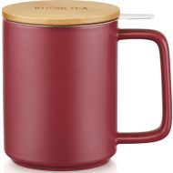 Kusmi, burgundi v&ouml;r&ouml;s porcel&aacute;n te&aacute;sb&ouml;gre b&uuml;kkfa tetővel, aj&aacute;nd&eacute;kdobozban, 4.8 dl