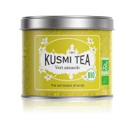 Kusmi, Organic Green Almond bio mandul&aacute;s z&ouml;ld tea, sz&aacute;las f&eacute;mdobozos, 100 g