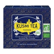 Kusmi, Anastasia bio fekete tea citrusokkal &eacute;s narancsvir&aacute;ggal, 20 db muszlinfilter, 40 g
