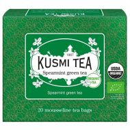 Kusmi, Organic Spearmint, fodorment&aacute;s bio z&ouml;ld tea, 20 db muszlinfilter, 40 g