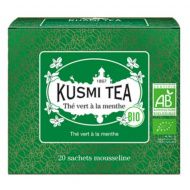 Kusmi, Organic Spearmint, fodormentás bio zöld tea, 20 db muszlinfilter, 40 g
