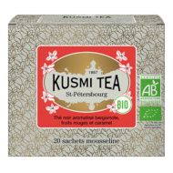 Kusmi, St-Petersburg bio fekete tea erdei gyümölcsökkel, karamellel, 20 db muszlinfilter, 40 g
