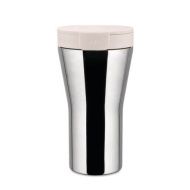 Alessi, coffee to go duplafalú, acél termo pohár, fehér tetővel, 3,5 dl