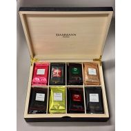 Dammann 48db-os egyesével csomagolt filteres fekete, zöld, herba, gyümölcs, rooibos tea válogatás fa kínáló dobozban