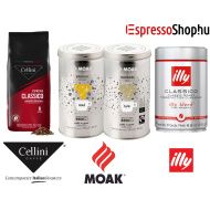 Dolce Vita prémium olasz szemes kávé válogatás – Cellini, illy, MOAK