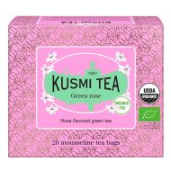 Kusmi, bio zöld tea rózsa ízzel, 20 db muszlinfilter, 40 g
