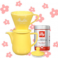SALE - 35 %!!! - Melitta, Pour over set porcelán kávéfőző, sárga + ajándék kávé