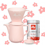 SALE - 35 %!!! - Melitta, Pour over set porcelán kávéfőző, rózsaszín + ajándék kávé
