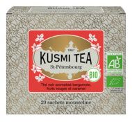 Kusmi, St-Petersburg bio fekete tea erdei gyümölcsökkel, karamellel, 20 db muszlinfilter, 40 g
