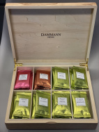 Dammann 48db-os egyesével csomagolt filteres herba, gyümölcs, rooibos tea válogatás fa kínáló dobozban