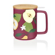 Kusmi, Lila Körte porcelán teásbögre bükkfa tetővel, ajándékdobozban, 4.8 dl