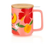 Kusmi, AquaSummer barackos porcelán teásbögre bükkfa tetővel, ajándékdobozban, 4.8 dl - EspressoShop.hu