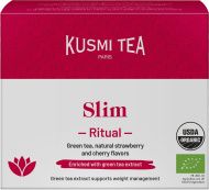 Kusmi, Organic Slim Ritual bio karcsúsító cseresznyés epres zöld-, mate teakeverék, 18 db muszlinfilter, 36 g